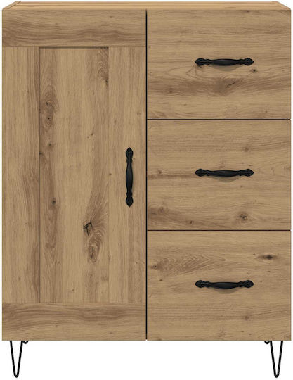Sideboard aus Holz & Metall mit Schubladen Eiche 69.5x34x90cm
