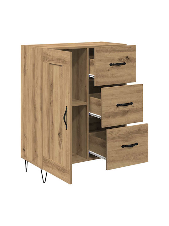 Sideboard aus Holz & Metall mit Schubladen Eiche 69.5x34x90cm