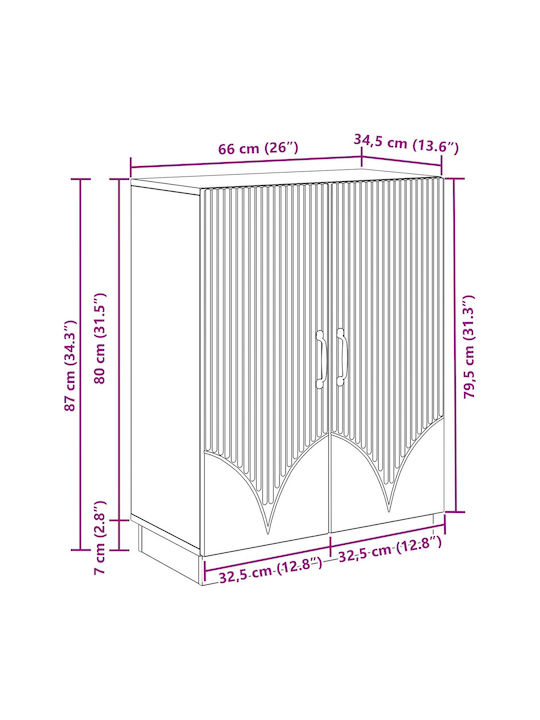 Bufet Din Lemn cu Sertare Gri 66x34.5x87cm