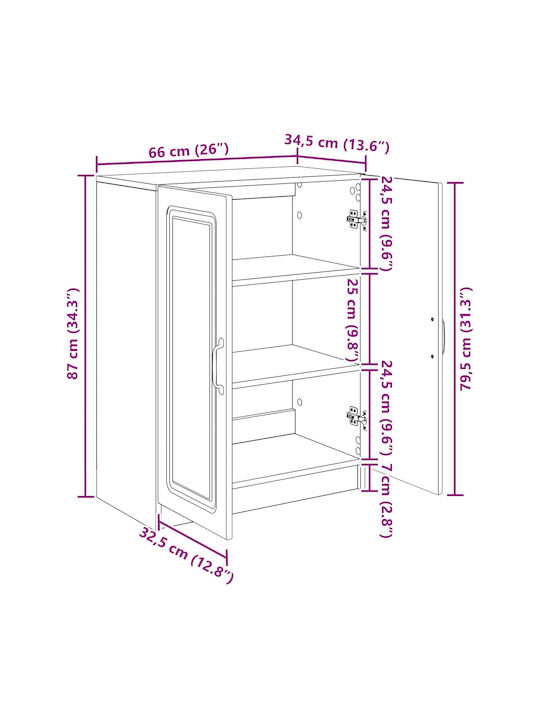 Wooden Sideboard Gray 66x34.5x87cm
