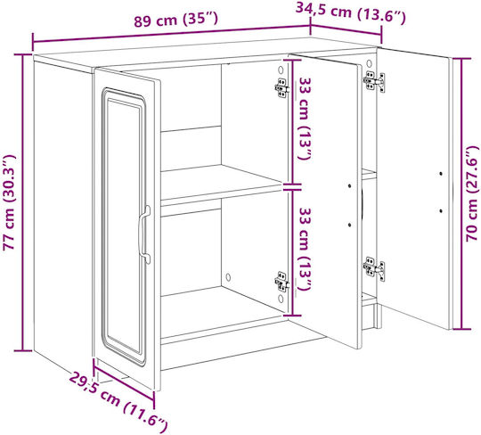 Bufet din Lemn și Metal cu Sertare Gri 89x34.5x77cm