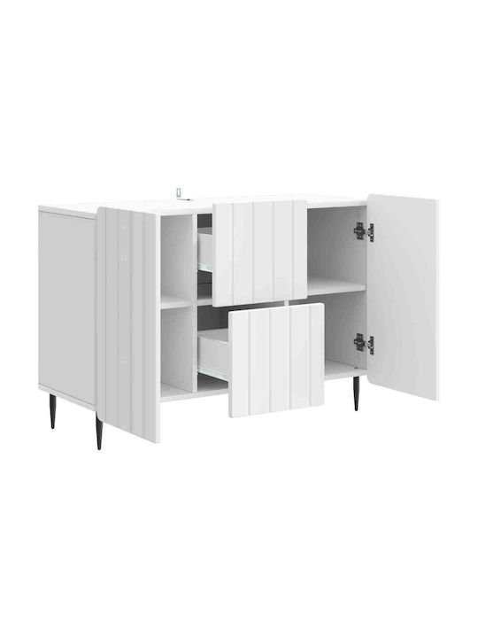 Sideboard aus Holz & Metall mit Schubladen Weiß 89x34.5x62cm