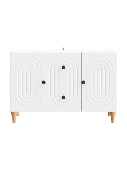 Sideboard aus Holz & Metall mit Schubladen Weiß 89x34.5x60cm