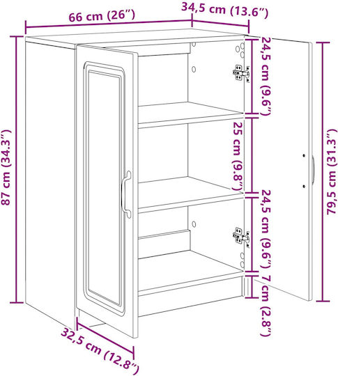 Holzsideboard Weiß 66x34.5x87cm