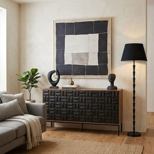 Bufet Zuma cu Oglindă Walnut Black 148x40x148cm