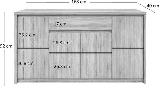 Sideboard Norton Wooden with Drawers Oak 168x40x91.5cm