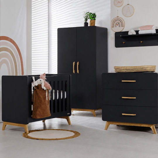 Kidscom Baby-Möbel-Set mit Bett, Kinderzimmer-Schublade & Garderobe Grau / Grau