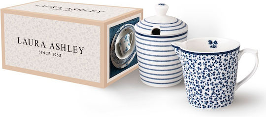 Laura Ashley Blueprints Porcelain Milk Jug - Sugar Bowl Set Blue 2pcs