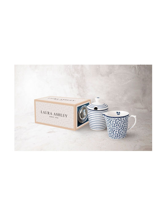 Laura Ashley Blueprints Σετ Γαλατιέρα & Ζαχαριέρα Σερβιρίσματος από Πορσελάνη σε Μπλε Χρώμα 2τμχ