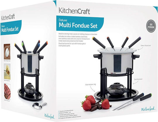 Kitchen Craft Deluxe Σκεύος για Φοντύ με Ρεσώ από Ανοξείδωτο Ατσάλι 6 Ατόμων Ασημί 19x19εκ.