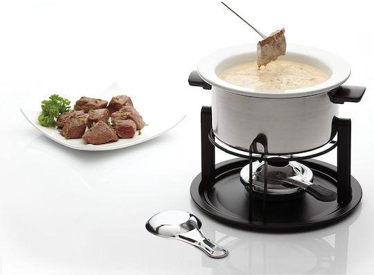 Kitchen Craft Deluxe Съд за фондю с чаена лампа от неръждаема стомана за 6 души в Сребрист 19x19бр