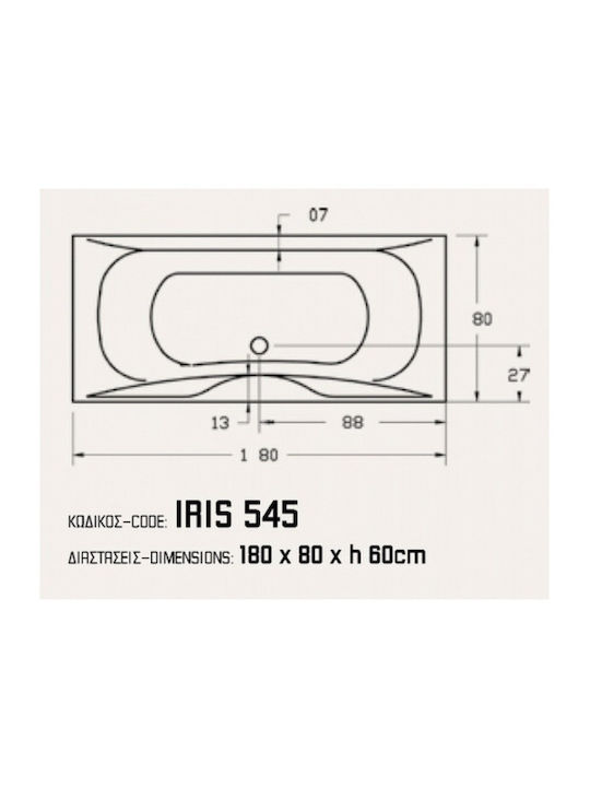 Sanitec Iris Вана Акрил 180x80см
