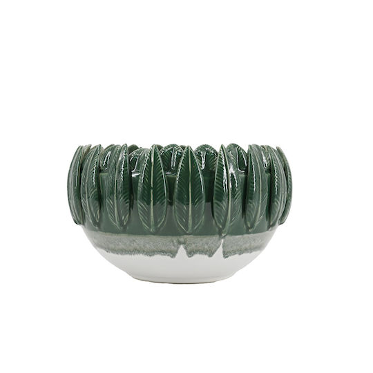 Artekko Glazed Διακοσμητικό Μπωλ Κεραμικό Πράσινο 27.5x27.5x8cm