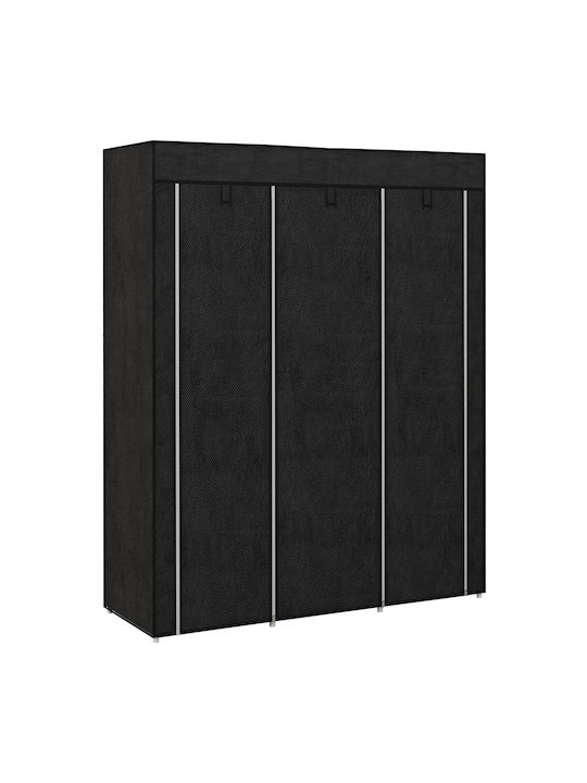 HomCom Dulap din material textil cu fermoar și rafturi în culoarea Negru