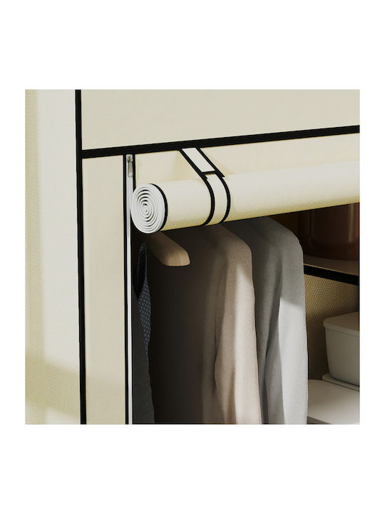 HomCom Fabric Wardrobe with Zipper and Shelves in Beige Color 103x43x162.5cm