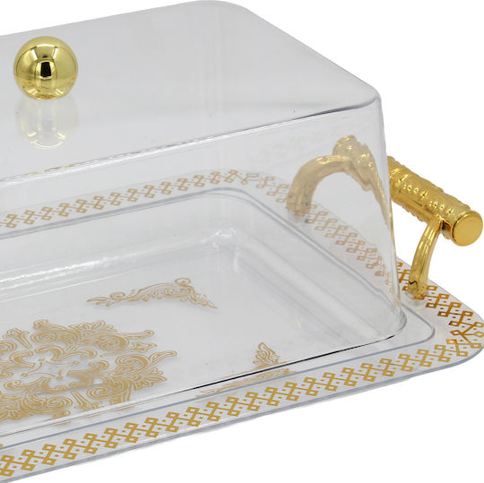 Keskor Τουρτιέρα Πλαστική με Καπάκι Χρυσή 41x25x17εκ.