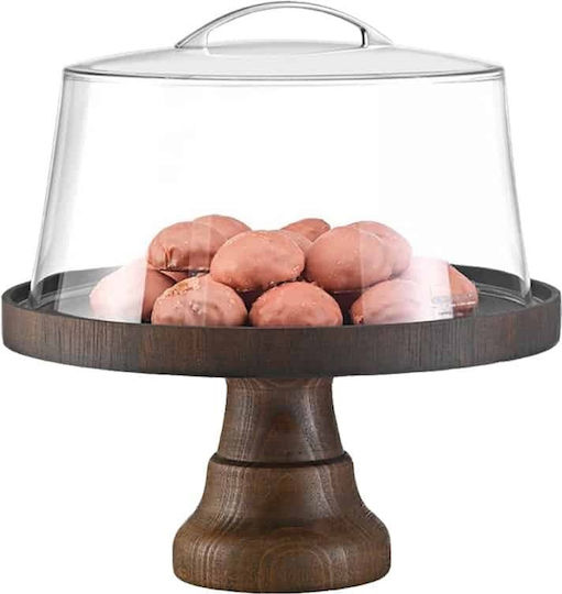 Wooden Cake Stand Ø30cm With Stand 12cm Wenge With Eco Oil Without Lid GARIBALDI UWS01-2812-WG