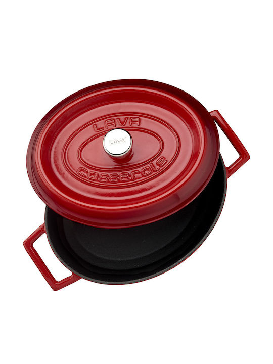 Lava Oval Cast Iron Dutch Oven Red 27x21cm