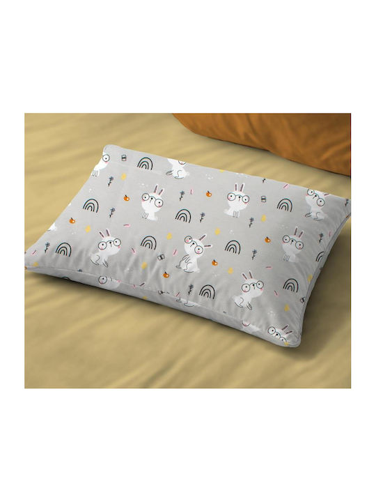 Dimcol Rabbit Garden 586 Baby Pillowcase Made of 100% Cotton Grey 45x35cm