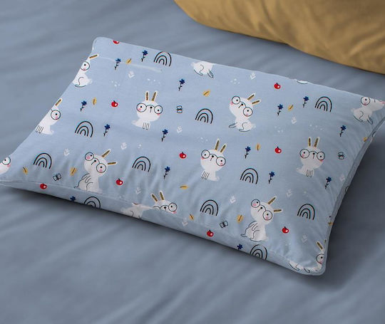 Dimcol Rabbit Garden 584 Baby Pillowcase Made of 100% Cotton Sky Blue 45x35cm