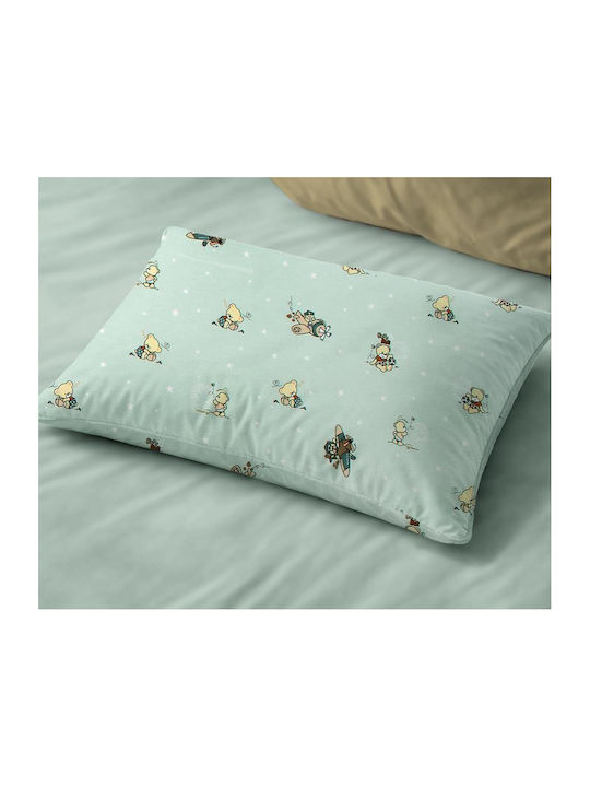 Dimcol Bear's Playtime 593 Baby Pillowcase Made of 100% Cotton Mint 45x35cm