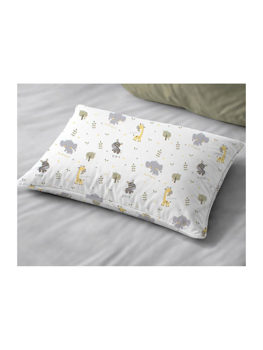 Dimcol Happy Safari 713 Baby Pillowcase Made of 100% Cotton White-Grey 45x35cm