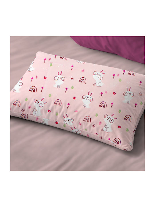 Dimcol Rabbit Garden 585 Baby Pillowcase Made of 100% Cotton Pink 45x35cm