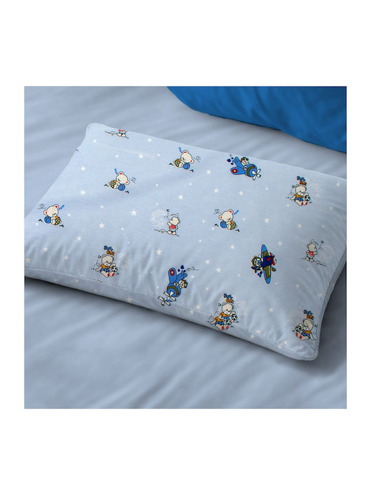 Dimcol Bear's Playtime 591 Baby Pillowcase Made of 100% Cotton Sky Blue 45x35cm