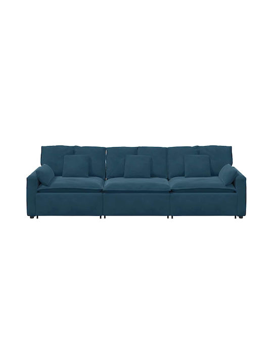 Dreisitzer Samt Blau 324x105x64cm