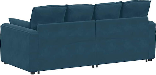 Двуместен Диван Кадифен Син 224x105x64см