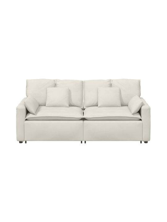 Двуместен Диван Кадифен Крем 224x105x64см