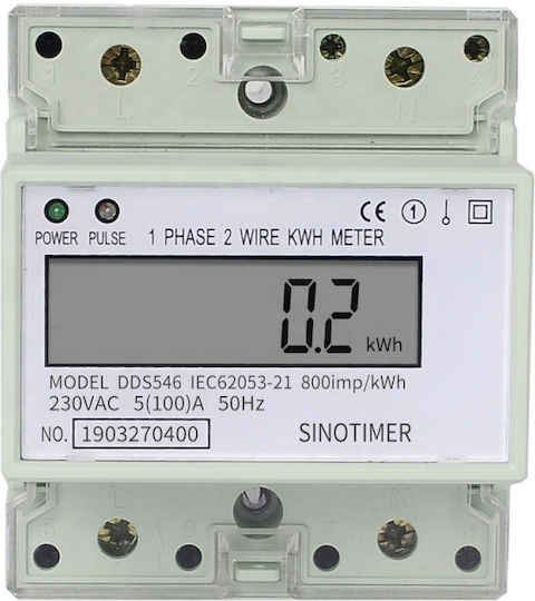 Sinotimer Instrument de Măsurare pentru Panou Electric Digital pe Șină Monofazat DDS546