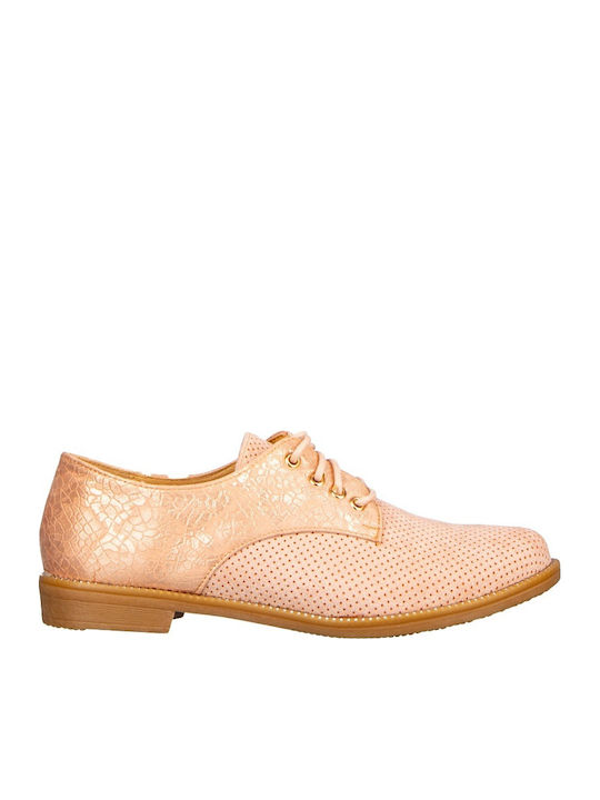 Δερμάτινα Γυναικεία Oxfords σε Ροζ Χρώμα