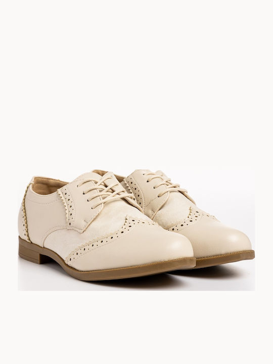 Oxfords Pentru Femei Din Piele În Culoare Bej