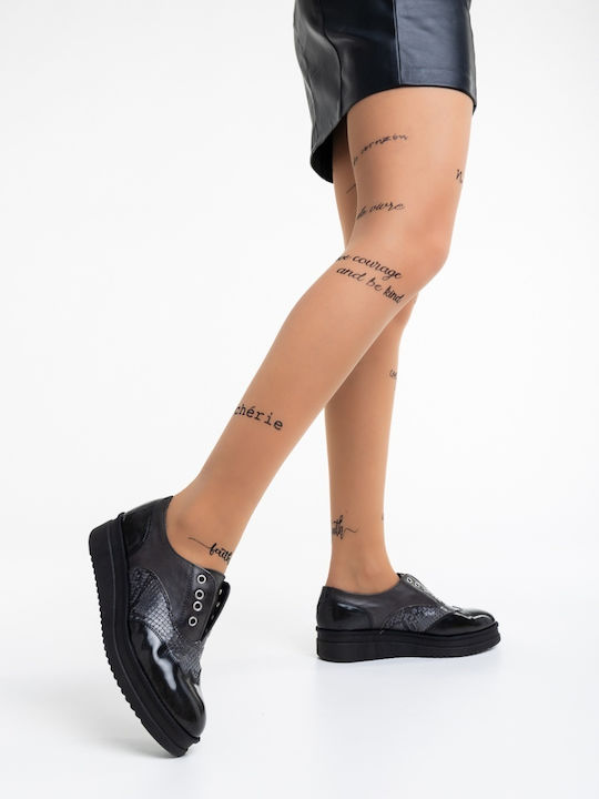 Leather Women's Oxfords in Black Colour