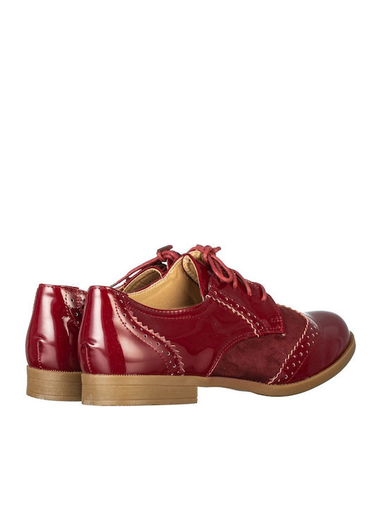 Oxfords Din Piele Pentru Femei În Culoare Burgundy