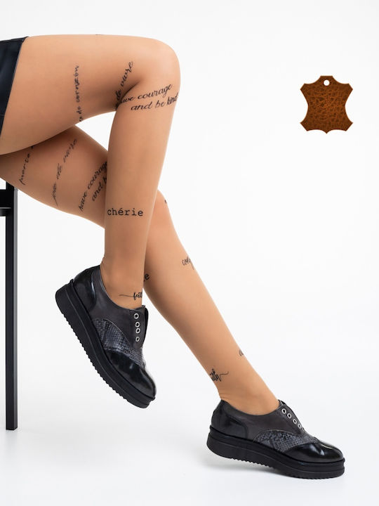Leather Women's Oxfords in Black Colour