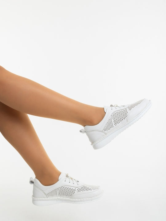 Oxfords Din Piele Pentru Femei În Culoare Albă