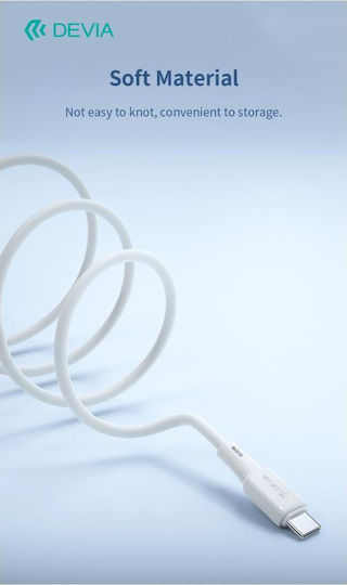 Devia USB 2.0 Кабел USB-C Мъжки - USB-A Бял 1м 0043319