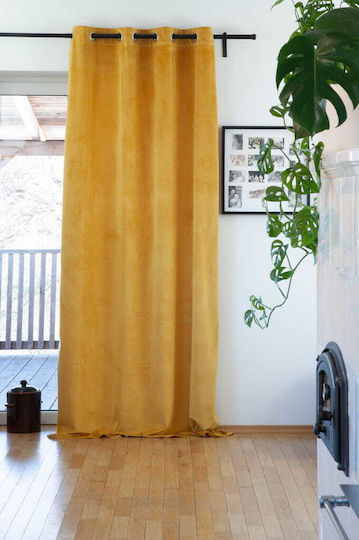 Cotton Market Mit Verdunkelung Grommets Gelbe 140x250cm Cotton Market Mit Verdunkelung Grommets Gelbe 140x250cm
