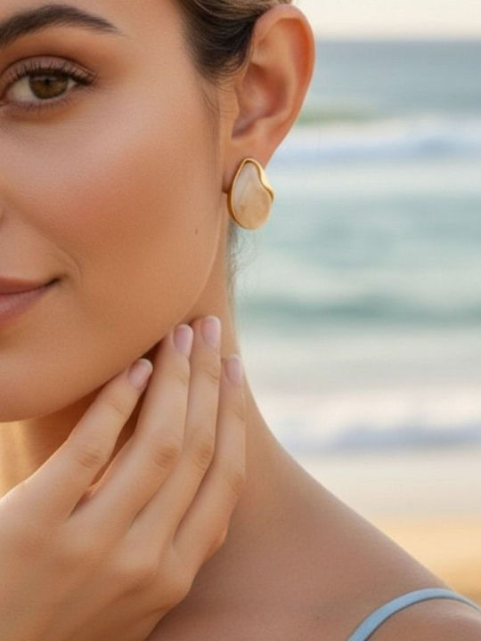 Callajewels Σκουλαρίκια Καρφωτά από Ατσάλι Επιχρυσωμένα με Πέτρες Καφέ Callajewels Σκουλαρίκια Καρφωτά από Ατσάλι Επιχρυσωμένα με Πέτρες Καφέ