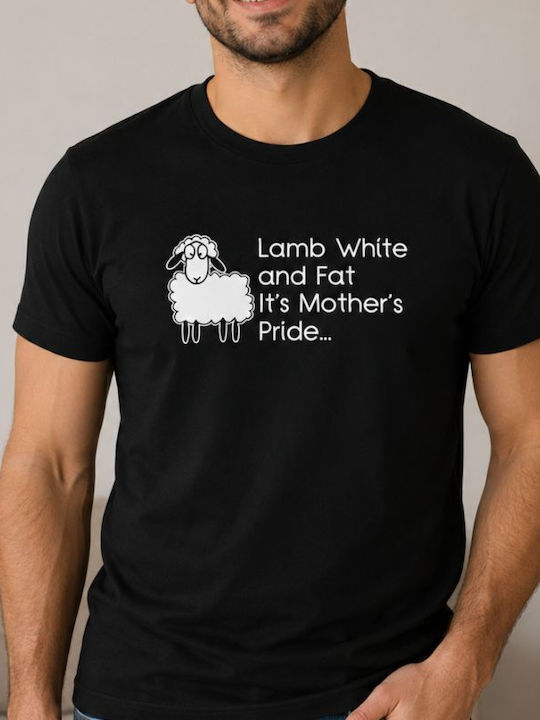 Αρνάκι Άσπρο Και Παχύ T-shirt Μαύρο Βαμβακερό Αρνάκι Άσπρο Και Παχύ T-shirt Μαύρο Βαμβακερό