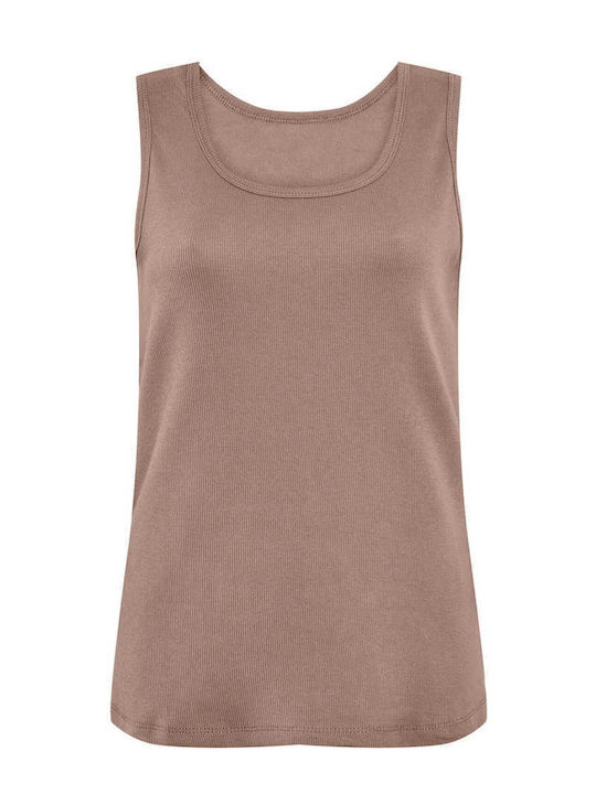 Celestino Rib Cotton Slim Fit Top Brown