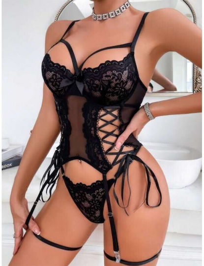 Sexy Dessous-Set Straps Damen Schwarz 7116