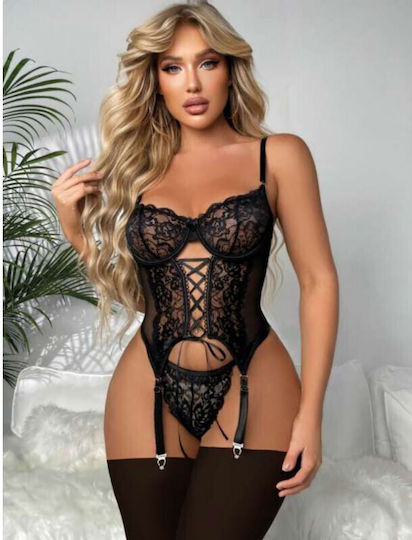 Sexy Dessous-Set Straps Damen Schwarz 7121