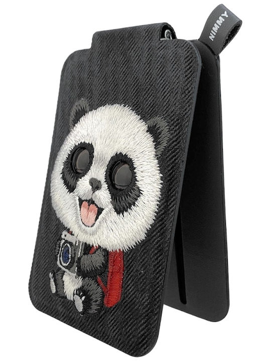 Magnetische Handybrieftasche Ständer Nimmy Neue Große Augen Süße Tiere 2.0 Panda Schwarz