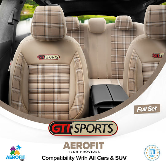 Car Cover Set 11pcs Cotton Sports Design Beige