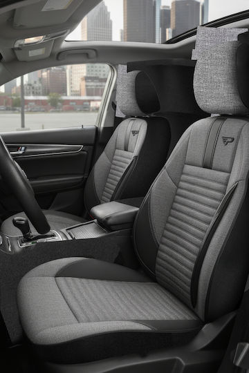 Комплект Калъфи За Автомобил Универсален Panda Detroit Плат Предни Задни Сиви