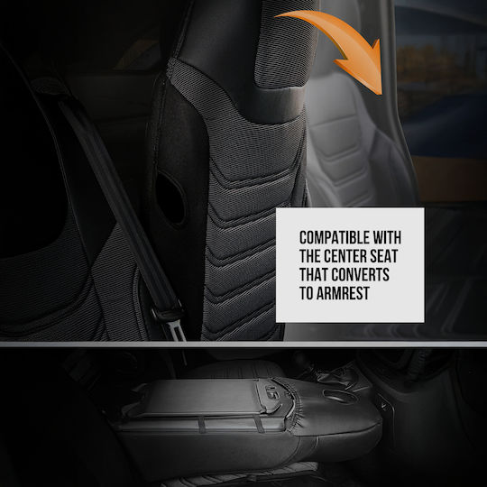 Комплект Калъфи За Автомобил Универсален Panda 2+1 Ткан Eco Кожа Renault Master Nissan Interstar 3 Черни