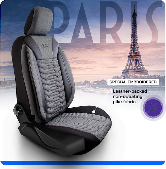 Autositzbezüge Universal Panda Paris Material Polyester Vorderes Hinteres Schwarz Grau
